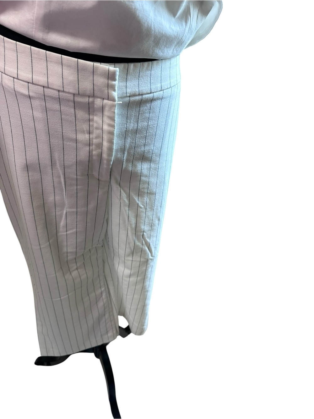 Ann Taylor Factory White Trousers with Black Pinstripes